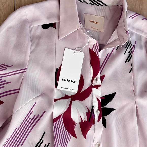 NWT NU PARCC The Color House Pink Floral Shirt Dress with Pockets Size 6 / Small - Picture 7 of 16